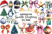 Watercolor Sparkle Christmas Clipart, an Illustration by CraftArtStudio (Thumbnail 1 of 6)