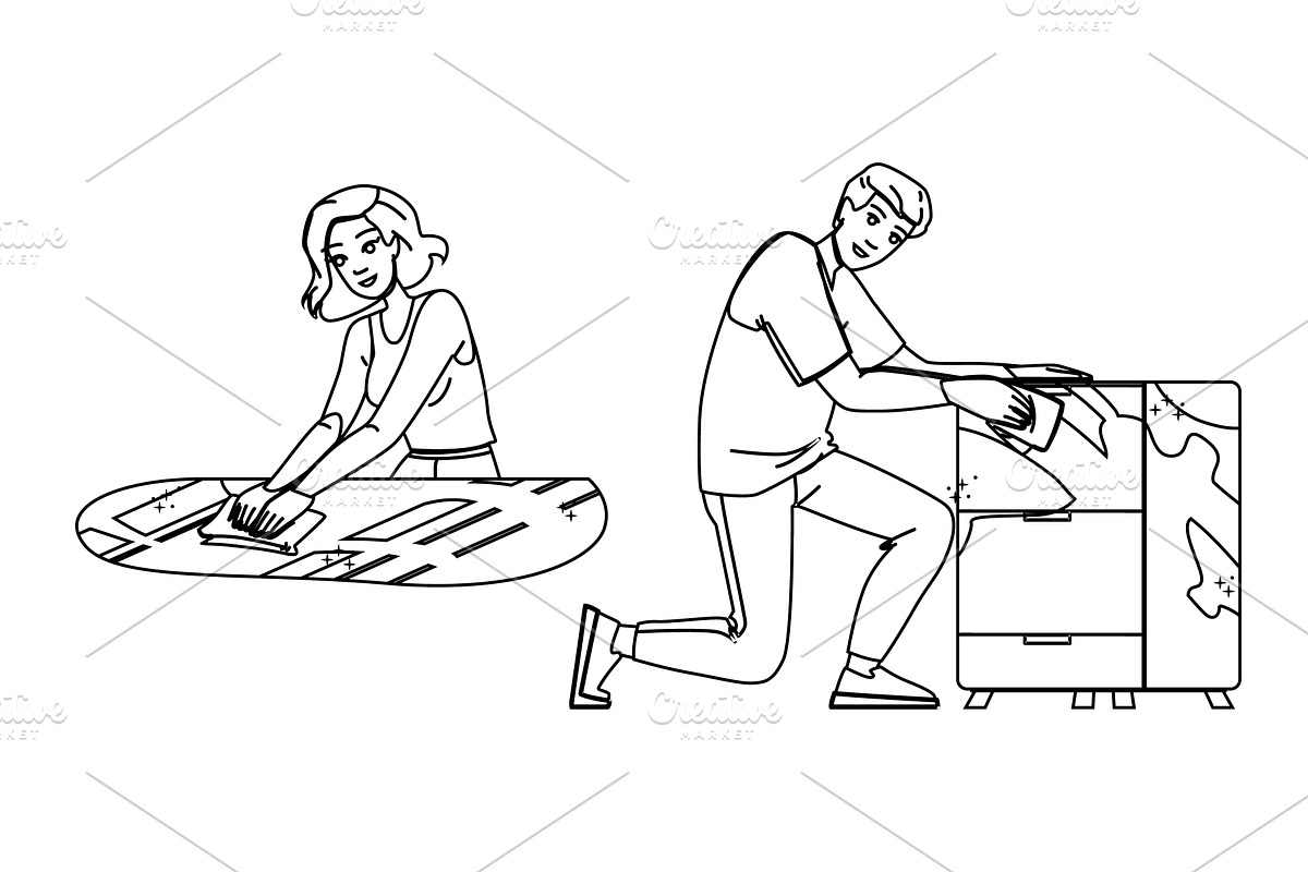 wooden furniture polishing vector, a Person Illustration by pikepicture