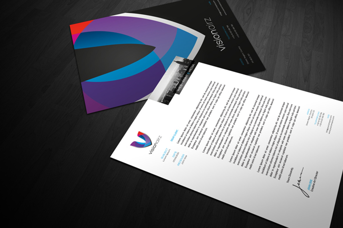 RW Visionairz Modern Identity + Logo, a Stationery Template by Reclameworks (Photo 3 of 5)