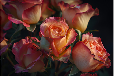 Bouquet of peach roses blooming in, a Nature Photo by Ylivdesign