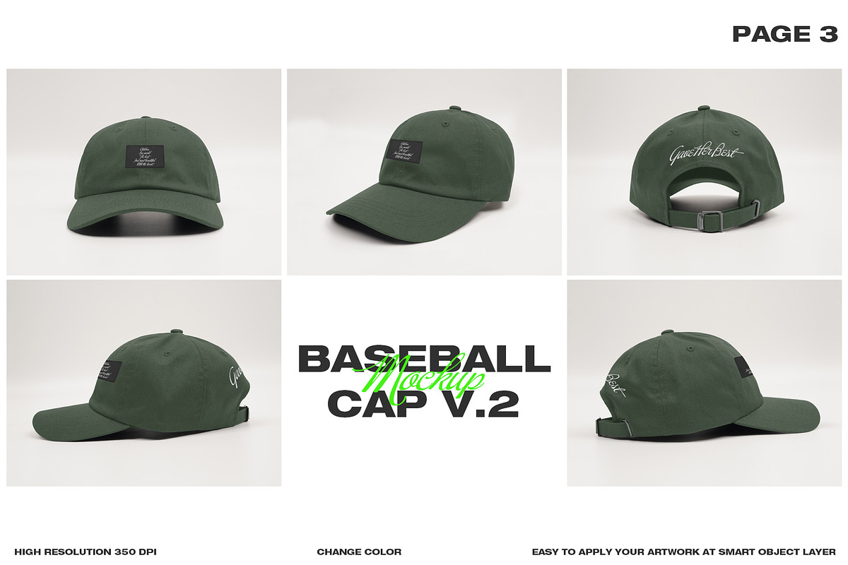 Baseball Cap V.2 - Mockup, a Hat Mockup by DaldSgh (Photo 4 of 9)