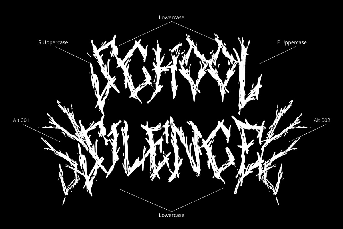 School Silence - Death Metal Font, a Blackletter Font by tebaltipislab (Photo 5 of 12)