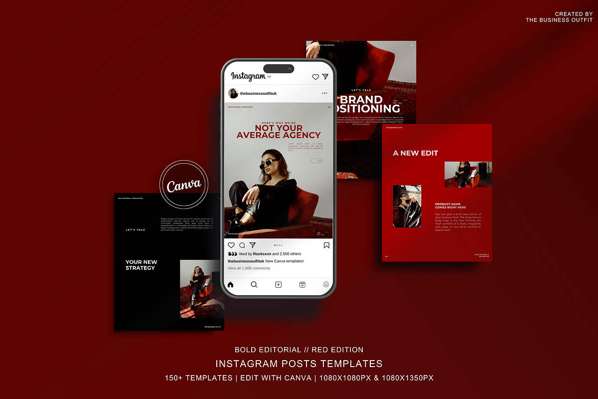 CANVA Bold Editorial Instagram Posts, a Social Media Template by thebusinessoutfit (Photo 1 of 19)