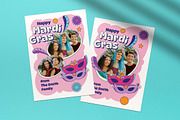 Pink 90's Mardi Gras Greeting Card, a Card Template by graphicook (Thumbnail 3 of 4)