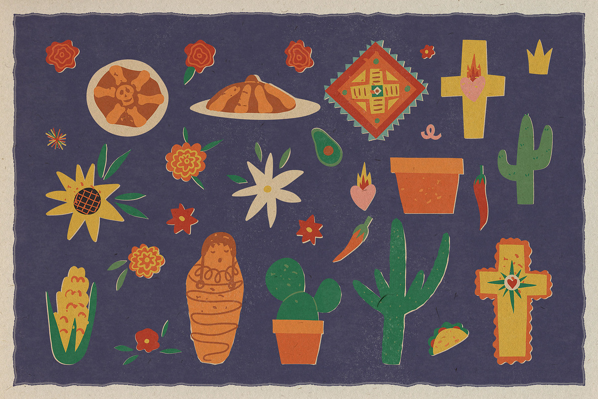 Dia De Los Muertos graphic retro set, a Seasonal Illustration by Paper Cherry (Photo 5 of 16)