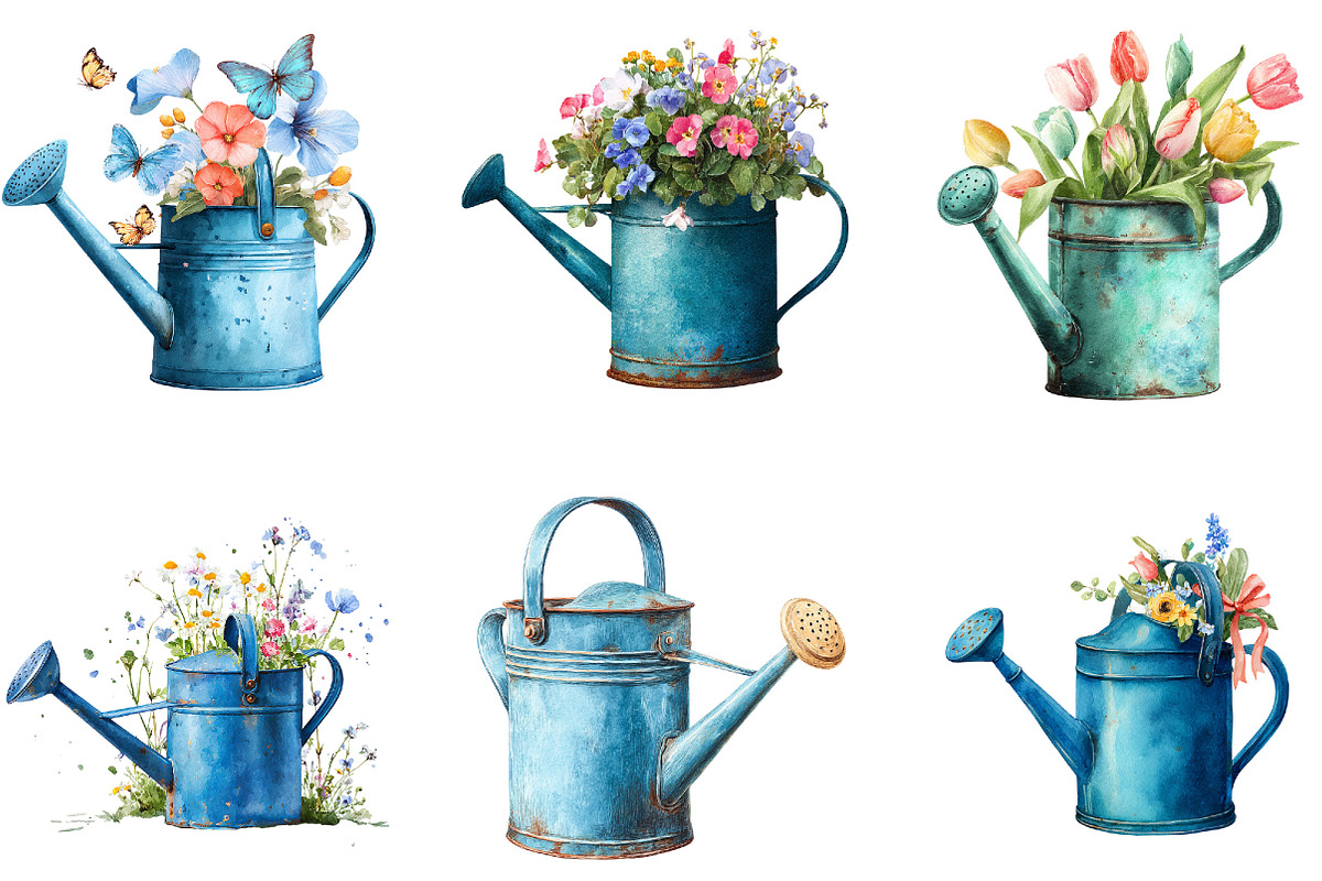 Watercolor Watering Can Clipart, an Illustration by Designking (Photo 3 of 5)