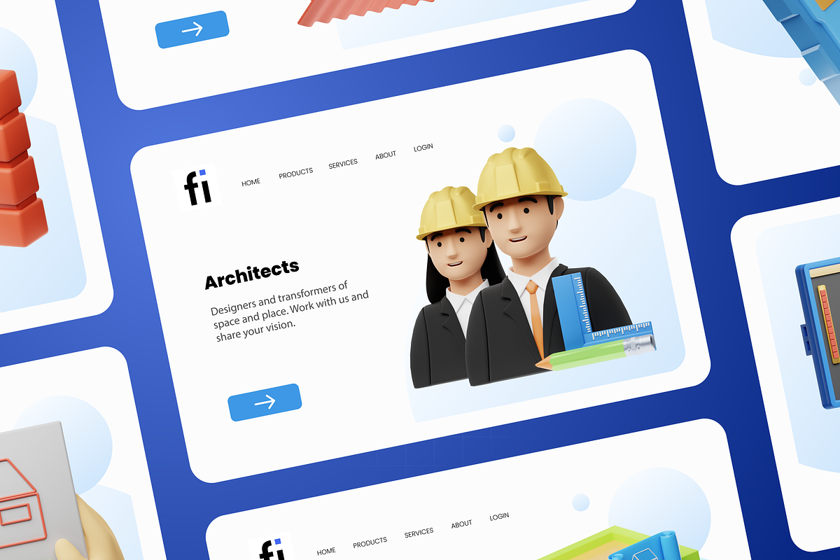 3D Architecture Icons Illustration, an Architecture 3D Model by Flat Icons (Photo 3 of 8)