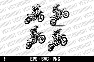 Motocross rider jumping a dirt bike, a Transportation Illustration by Vectorhight