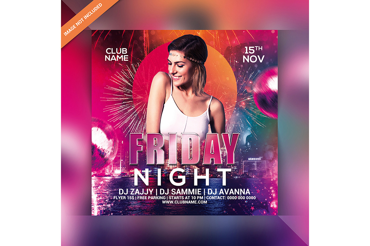 Friday Night Party Invite, a Social Media Template by Droll