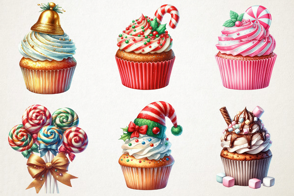 Holiday Cupcakes & Candy Clipart, an Illustration by RobertsArt (Photo 5 of 7)