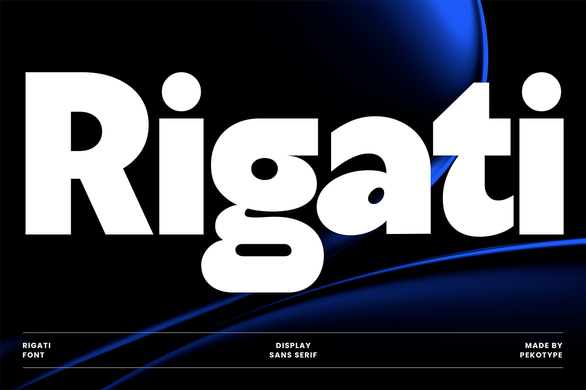 Rigati - Modern Bold Logo Font, a Sans Serif Font by Pekotype (Photo 1 of 15)