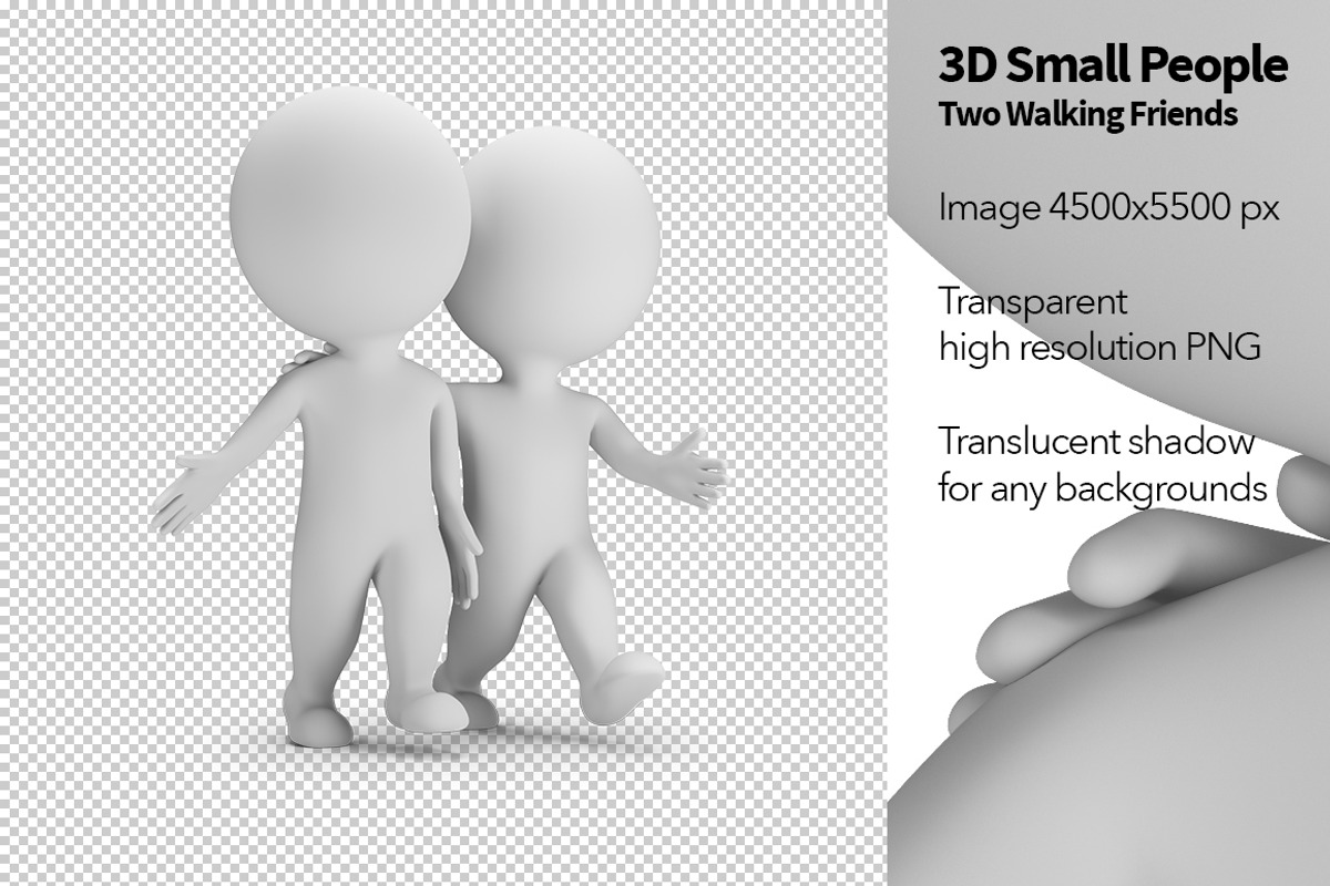 3D Small People - Two Walking Friend, a Person Illustration by Anatoly Maslennikov