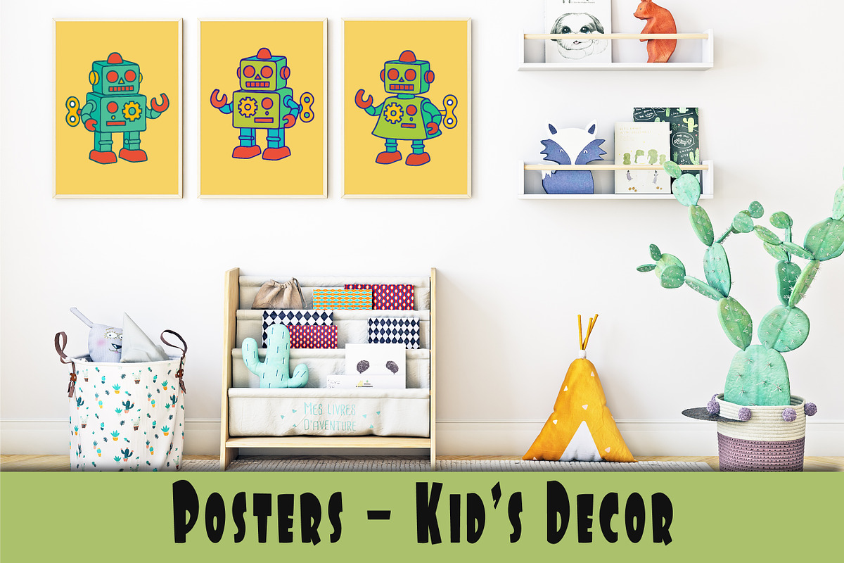 Retro Toy Robots Clipart & Posters, an Object Graphic by Blynn Pippen (Photo 5 of 23)