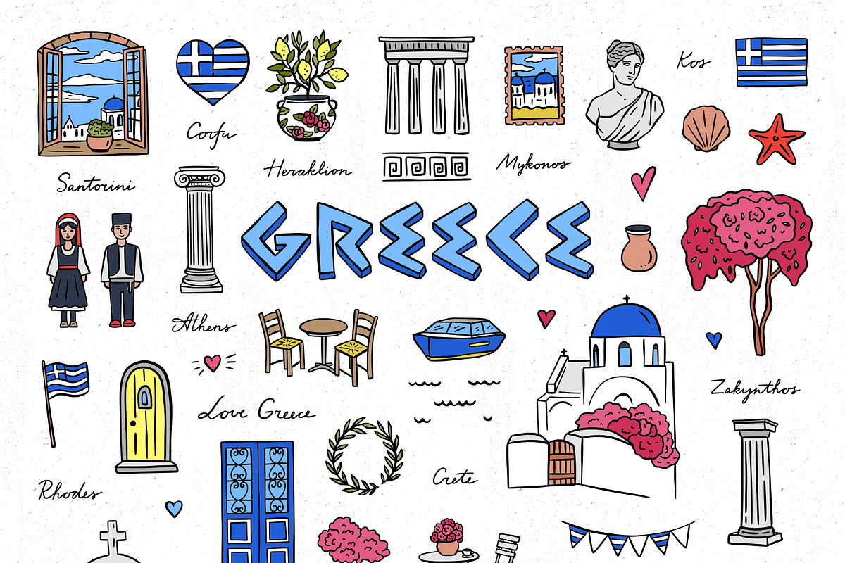 Greek Hand Drawn Illustration Pack, an Object Illustration by Redchocolate (Photo 3 of 8)