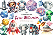 Space watercolor clipart, an Illustration by CreationArt (Thumbnail 1 of 5)