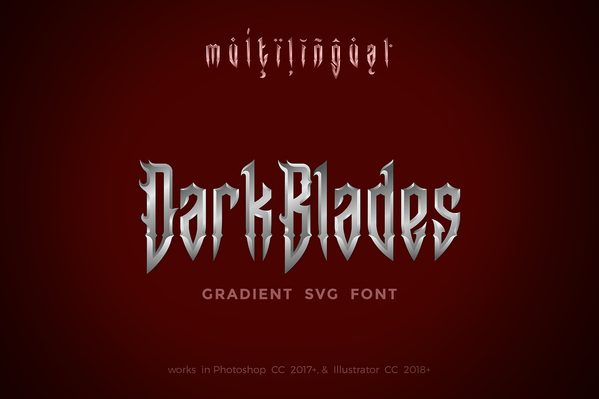 DarkBlades Steel, a Font by Sentavio (Photo 1 of 6)