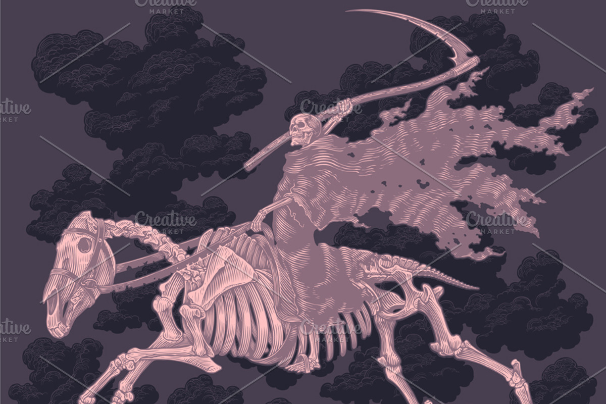 Design set Riders on horseback, an Animal Illustration by Vector Engraving (Photo 3 of 4)