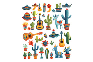 Mexican party accessories doodle, an Object Illustration by Stock-Smart-Start