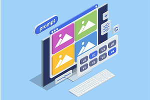 Isometric interface for AI image, a Technology Illustration by Golden Sikorka