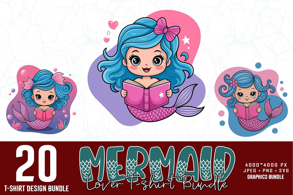 Groovy Mermaid Clipart Bundle, an Illustration by Sofia's Fashion (Photo 1 of 3)