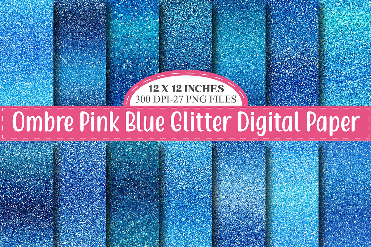 Blue Glitter Ombre Seamless Paper, a Texture Graphic by designcity5 (Photo 1 of 5)