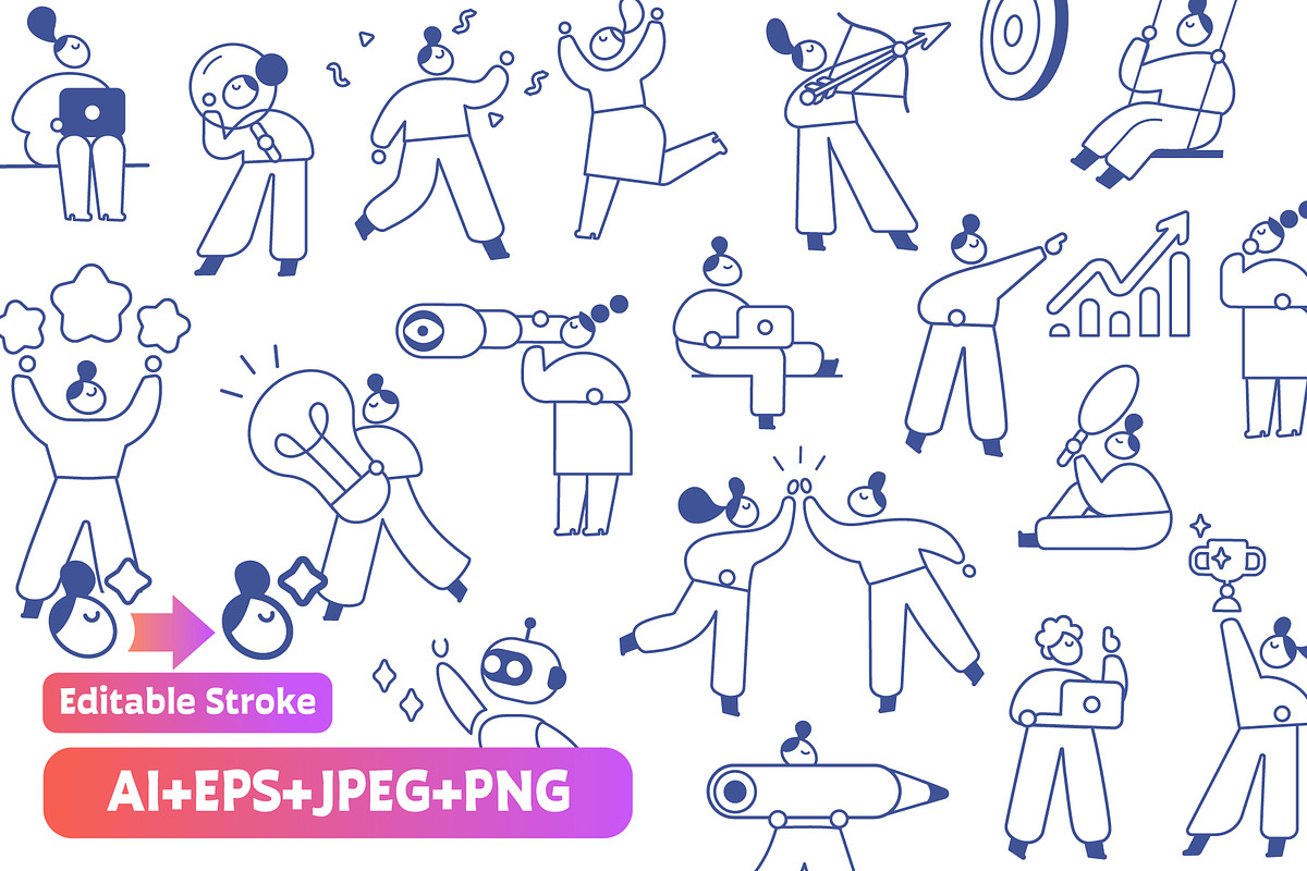 100+ Line People Editable Stroke, a Person Illustration by Vector_Art (Photo 1 of 29)