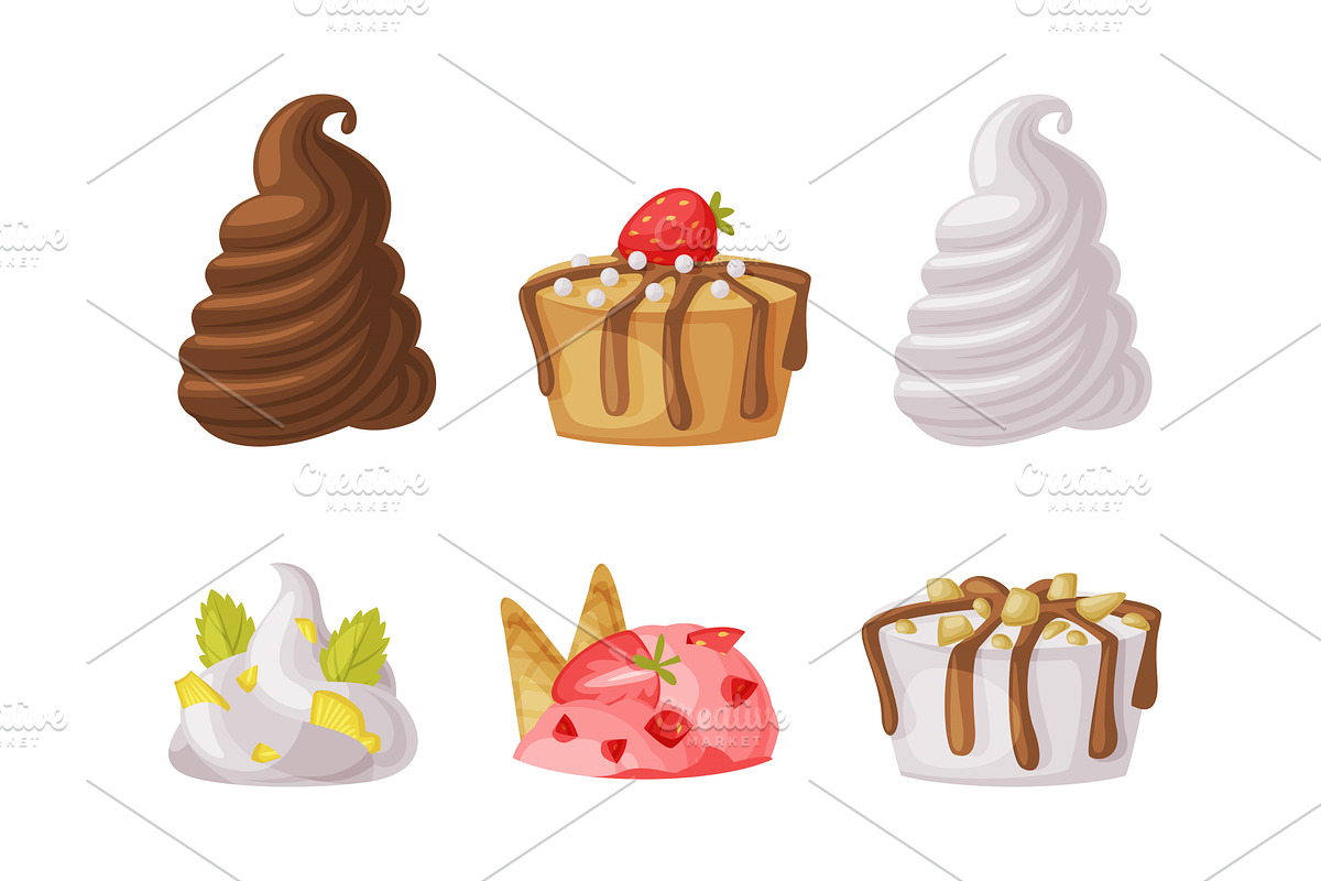 Ice Cream Parts with Fruit and, a Food Illustration by TopVectors