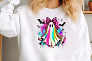 Trendy Neon Ghost Retro Halloween, a Seasonal Illustration by CraftArtStudio (Thumbnail 3 of 4)