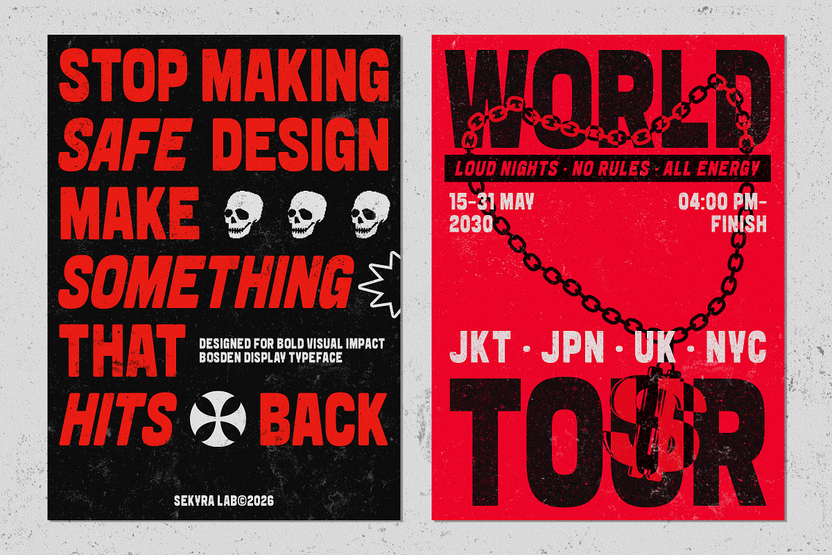 Bosden – Bold Display Sans Font, a Sans Serif Font by Sekyra Lab (Photo 8 of 11)