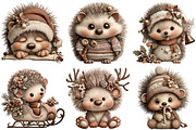 Funny Christmas Hedgehog Clipart, an Illustration by Craft Nest (Thumbnail 9 of 9)