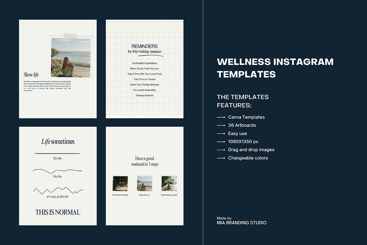 Wellness Instagram Templates, a Social Media Template by Mia Branding Studio (Photo 6 of 6)