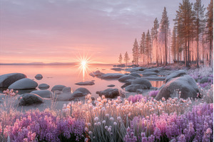On a rock formation overlooking a, a Nature Photo by ZinetroN