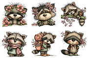 Whimsical Spring Raccoon Clipart, an Illustration by Dream Creation (Thumbnail 4 of 7)