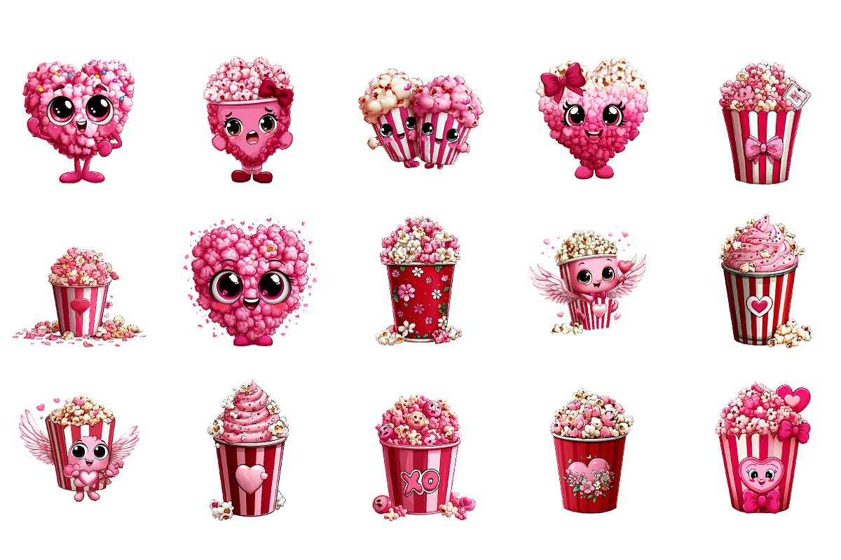 Valentines Popcorn Clipart, an Illustration by DreamArtGraphic (Photo 4 of 4)