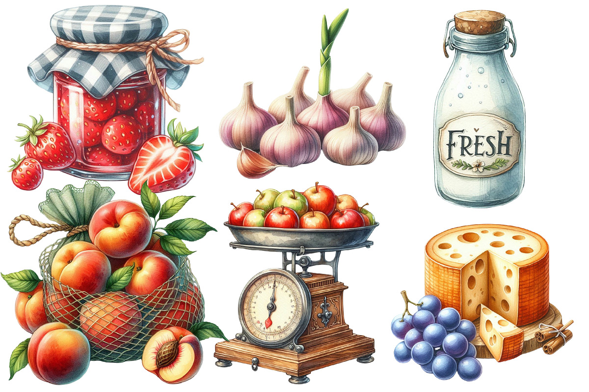 Watercolor Farmers Market Clipart, an Illustration by Designworld (Photo 2 of 6)