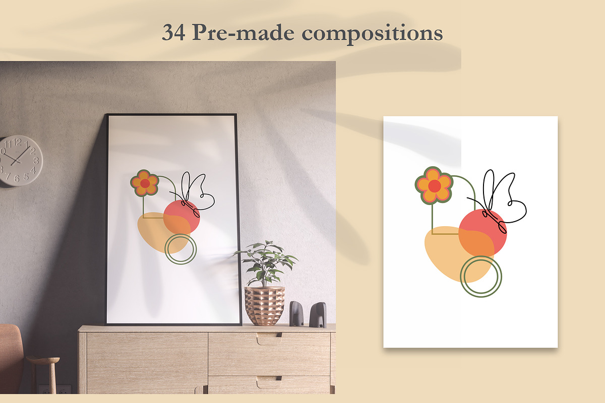 MidCentury 60s 70s Retro Floral set, an Object Graphic by Sofico (Photo 2 of 16)