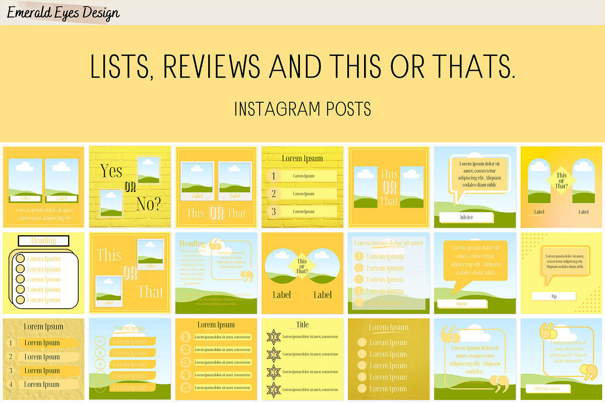 455 Canva Yellow Instagram Template, a Social Media Template by Emerald Eyes Design (Photo 5 of 12)
