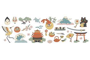 Cartoon japanese elements, an Object Illustration by YummyBuum