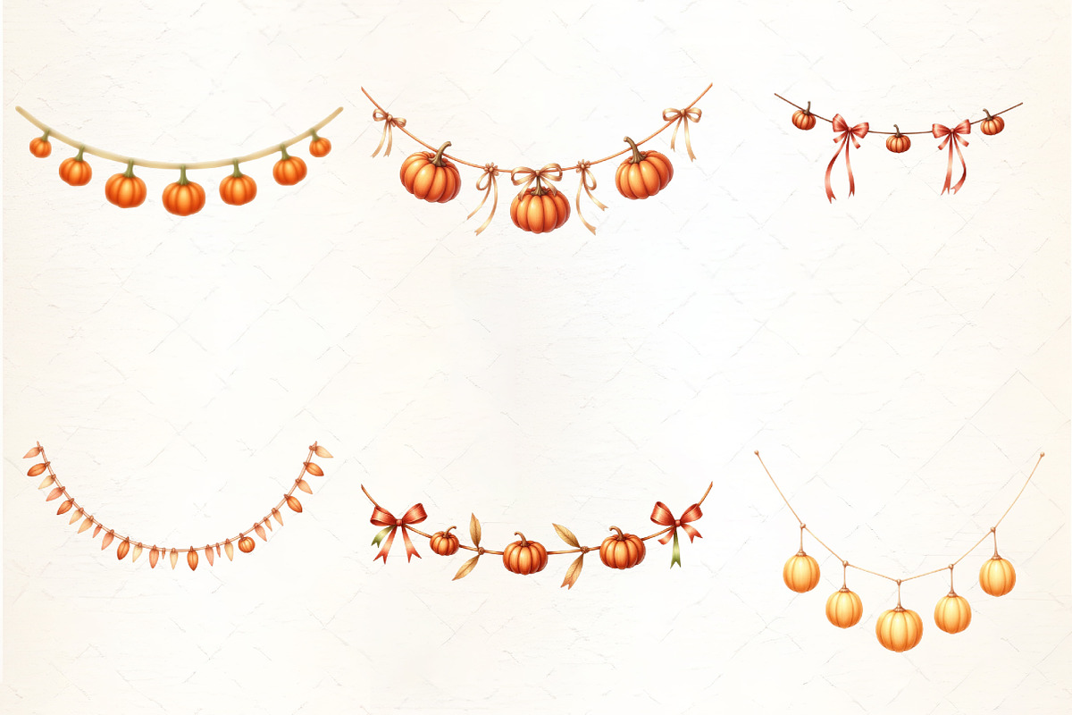 Garland with Pumpkins Clipart, an Illustration by CrexoraLab (Photo 3 of 5)