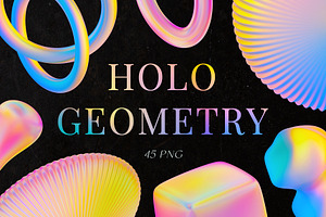 Holo Geometry Abstract 3D PNG Shapes