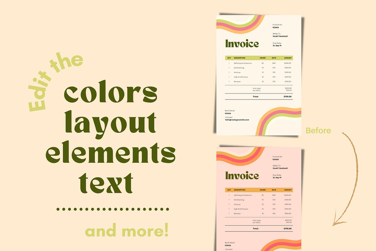 Funky Invoice Template Canva, a Stationery Template by Hell Yeah Designs (Photo 3 of 3)