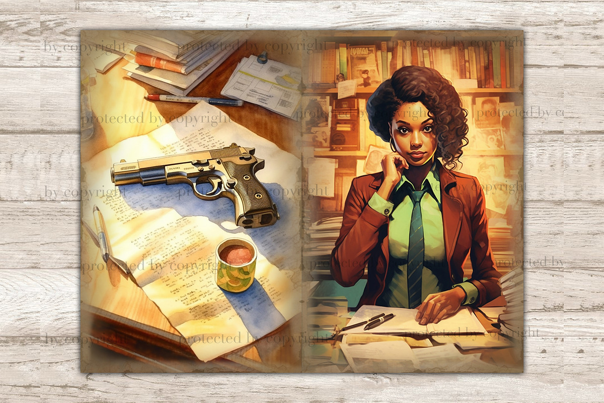 Detective Collage Sheet Black Woman, a Person Illustration by GlamArtZhanna (Photo 3 of 9)