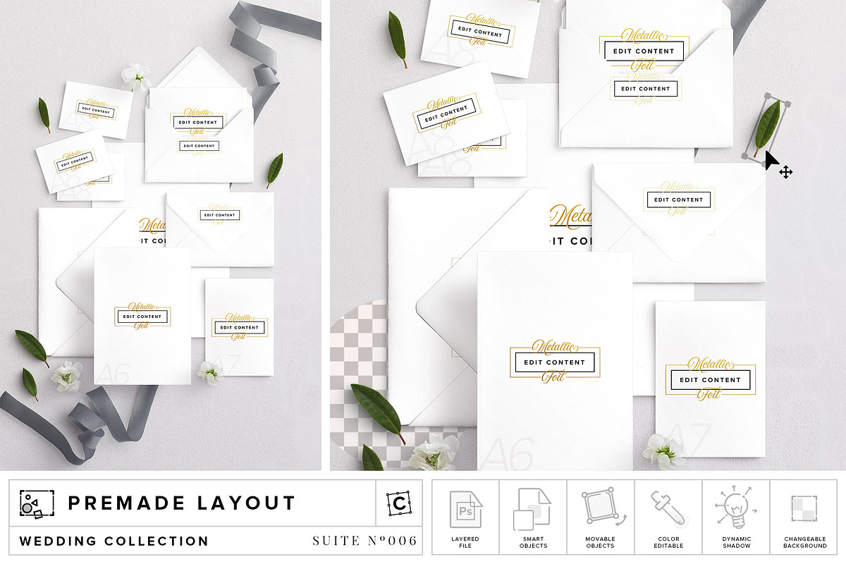 Wedding Invitation Suite Mockup, a Print Template by Custom Scene (Photo 1 of 7)