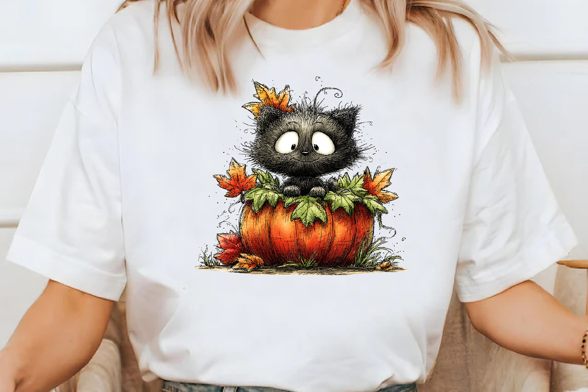 Whimsical Black Halloween Cat, a Seasonal Illustration by Designworld (Photo 7 of 9)