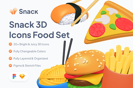 Snack 3D Food Icons Set