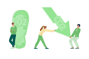 efficiency carbon reduce vector, a Person Illustration by pikepicture