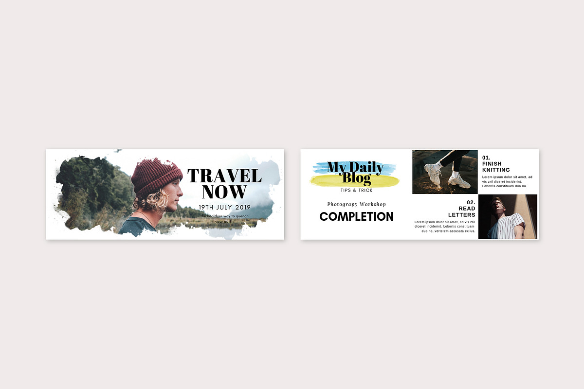 Facebook Covers Watercolor, a Social Media Template by Analogi Studio