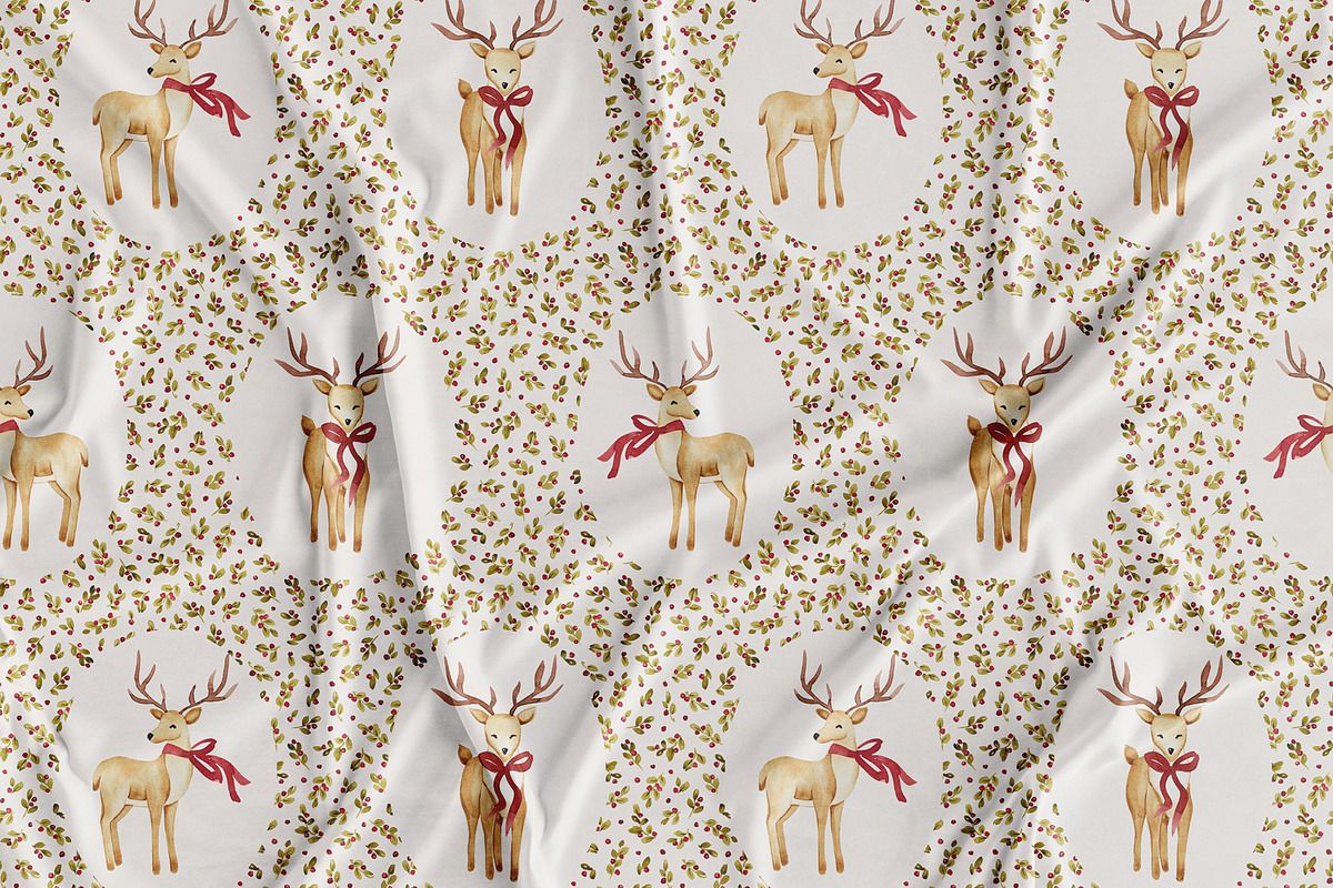 Retro Christmas deers pattern, a Pattern Graphic by SirenaArt (Photo 9 of 12)