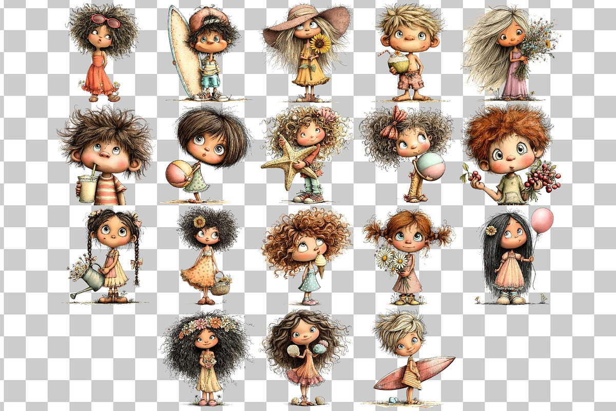 Beach Kids Watercolor Clipart PNG, a Seasonal Illustration by Nicolle's Colorful Art (Photo 2 of 3)