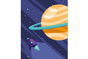 Space Rocket And Saturn